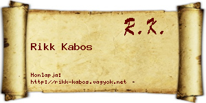 Rikk Kabos névjegykártya
